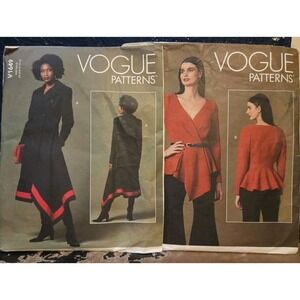 Vogue V1636 Misses 6 to 14 Blouse Wrap Top  & V1649 Long Coat Dress Sew Patterns